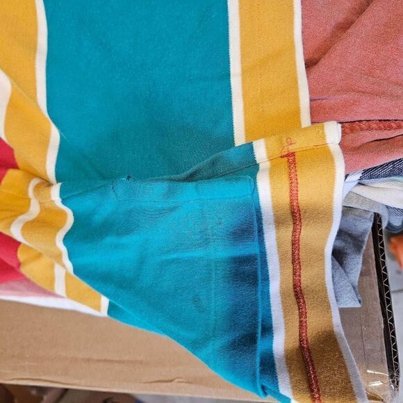 Hunt Club Vintage Striped Polo Shirt Blue Yellow Mens Size L - Picture 5 of 7